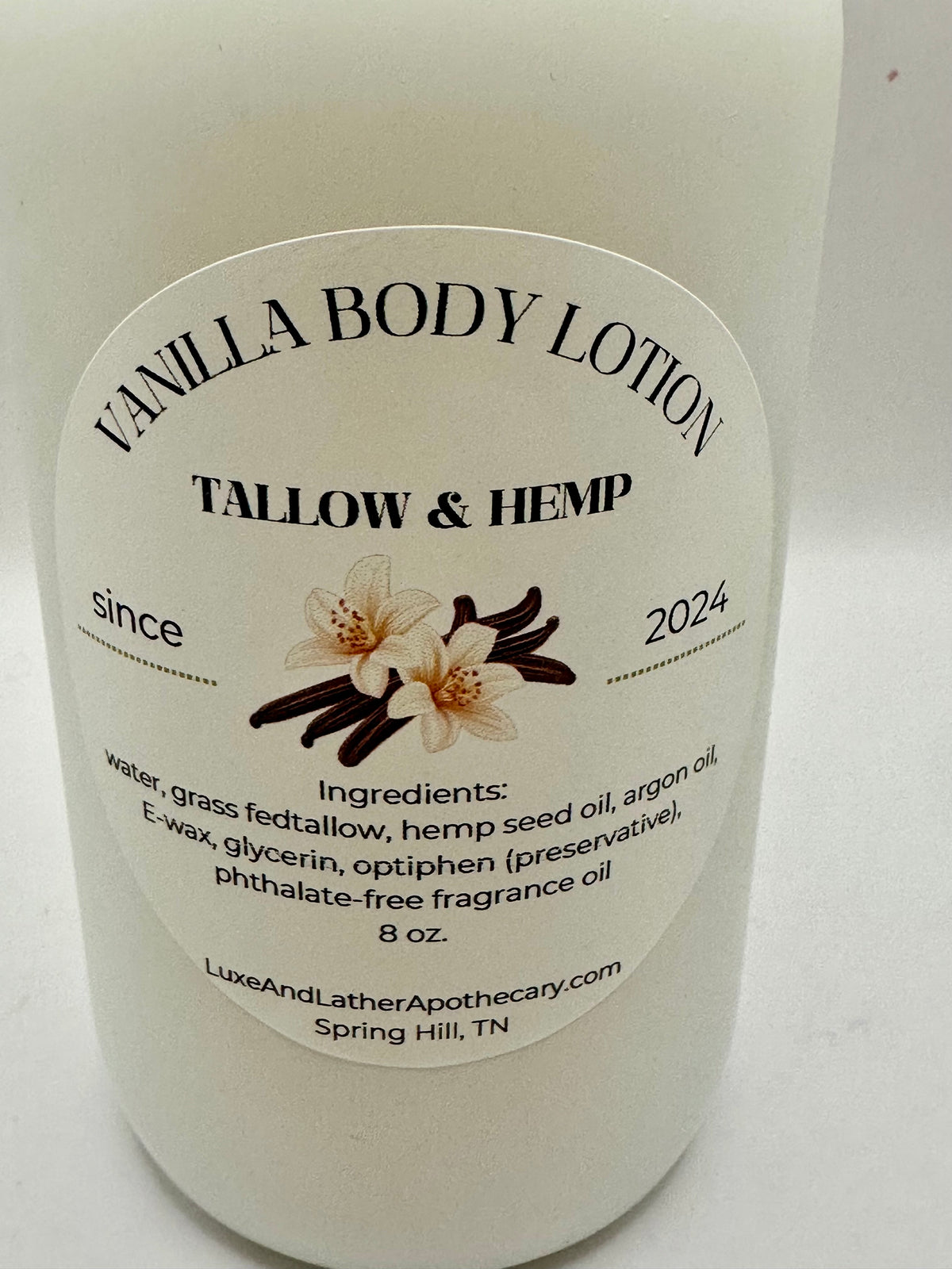 Vanilla Tallow & Hemp Body Lotion – 8 oz.