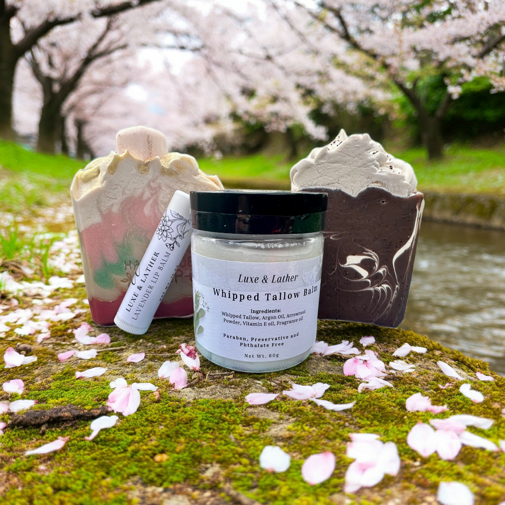 Women's Gift set of whipped tallow, coffee soap, beach soap, lip balm