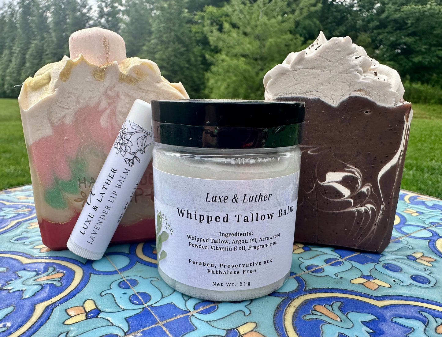 Tallow Gift Set for Her – 2 Seasonal Soaps + Tallow Balm + Mango Lip Balm